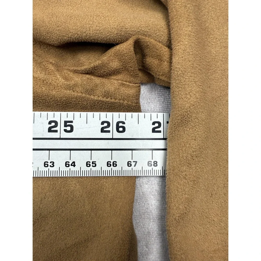 VTG DKNY Shirt Mens XL Brown Button Long Sleeve Faux Suede Pocket 90s Minimalist